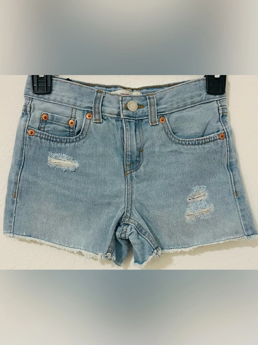 Levi's Light Blue Distressed Denim Kids Shorts